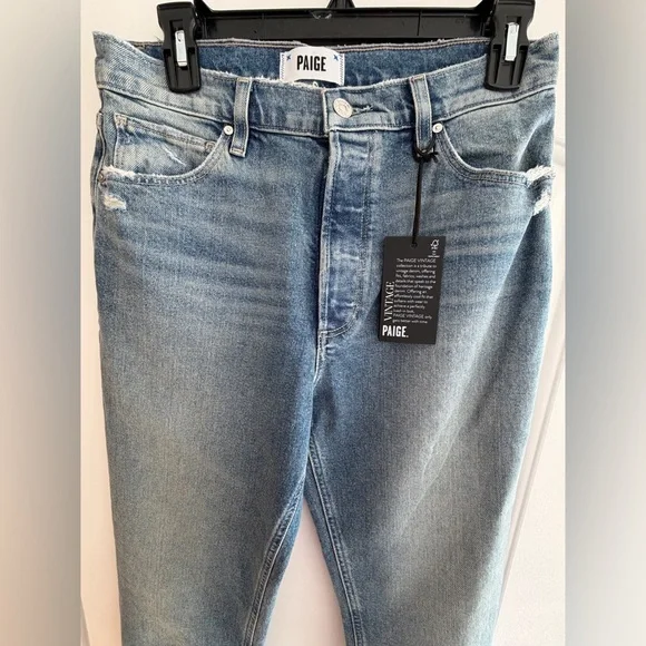 NWT. PAIGE SAWYER High Rise Straight Leg LightBlue Women's Jeans - Picture 3 of 12
